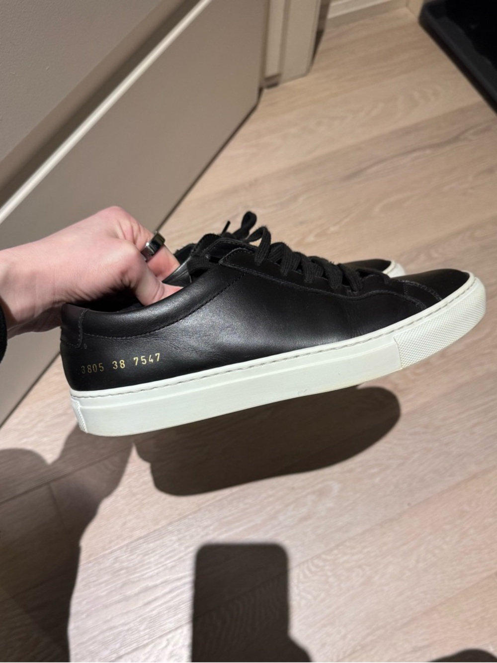 Common Projects Black Leather Low-Top Sneakers with White Sole